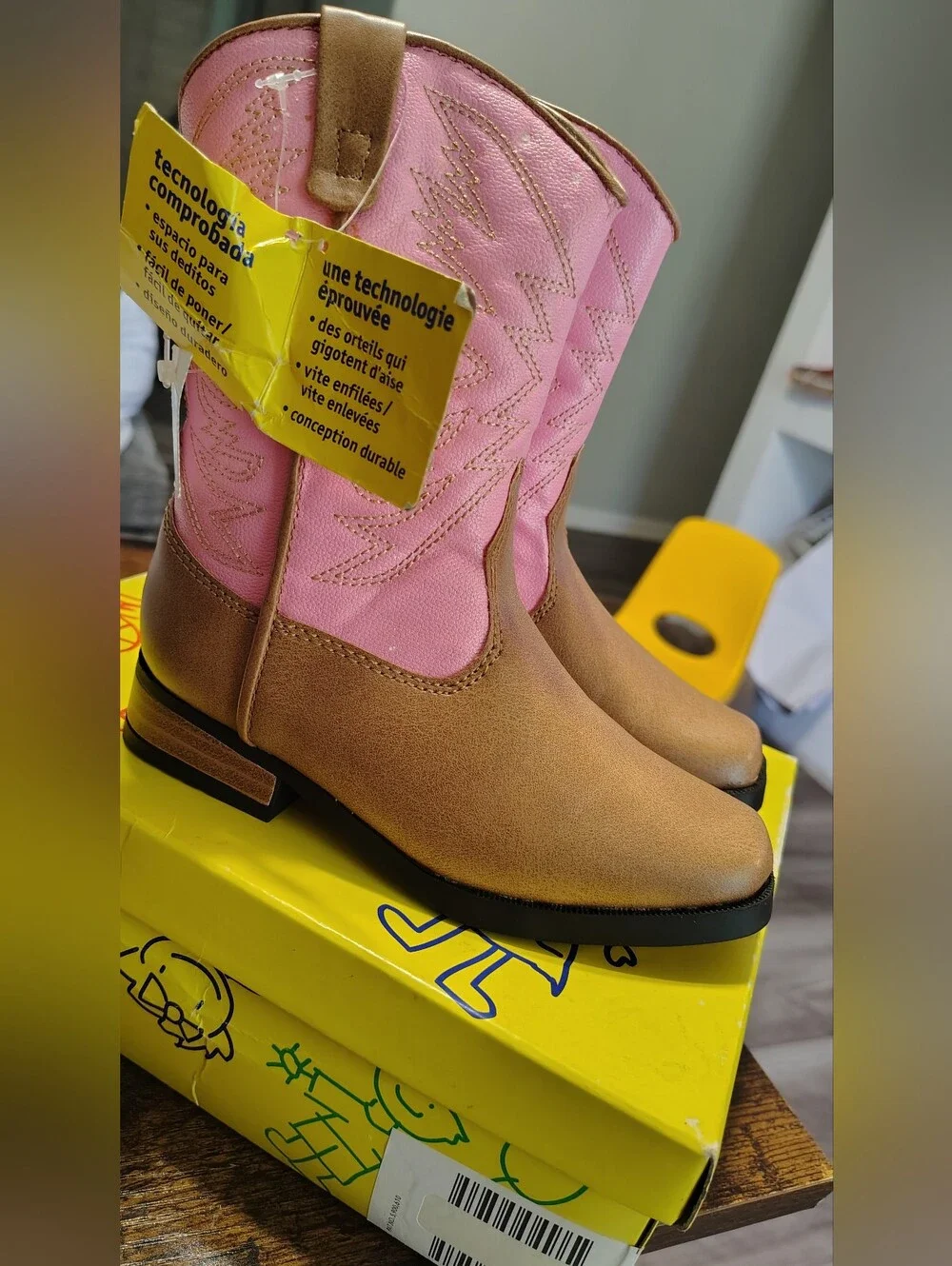 Tan & Pink Western Cowgirl Boots New Size 9.5c